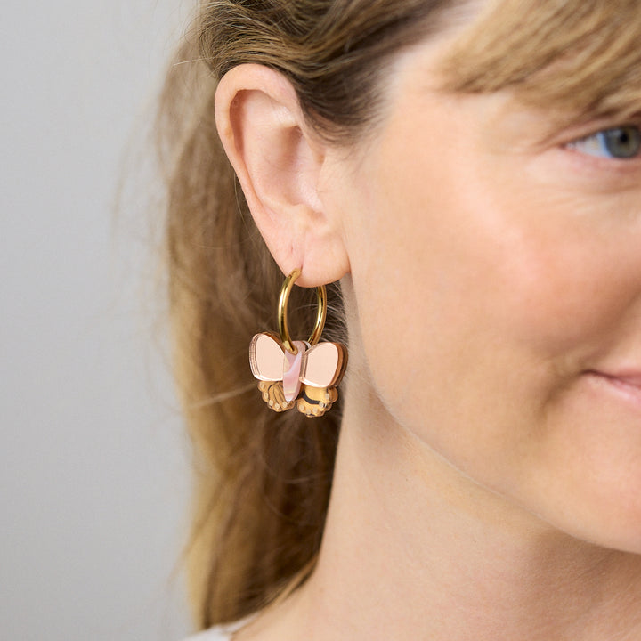 Butterfly Earrings - Brown/Peach