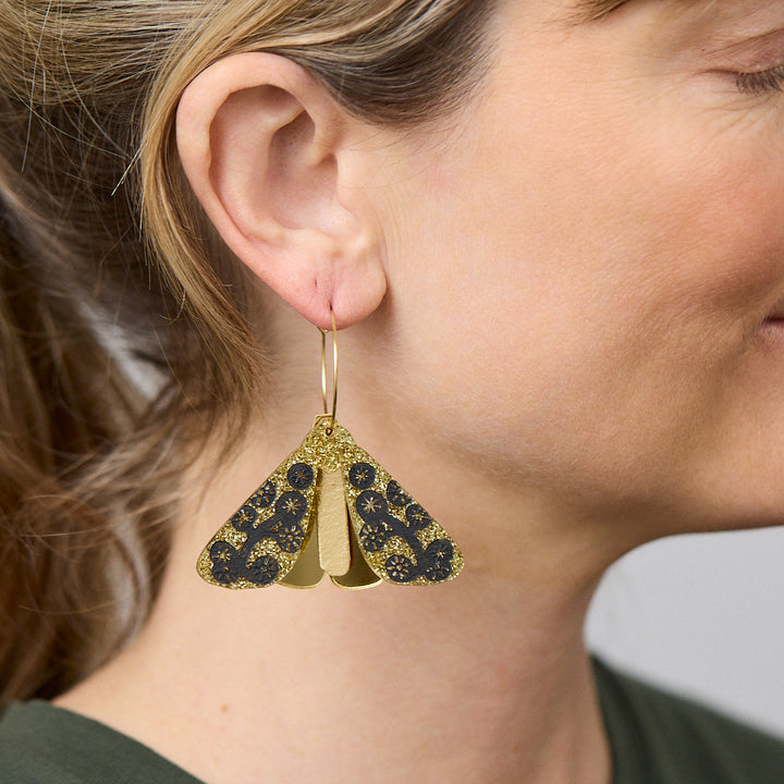 Moth Wattle Earrings - Gold/Black