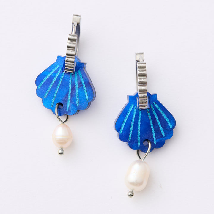 Mini Shell Earrings - Cobalt