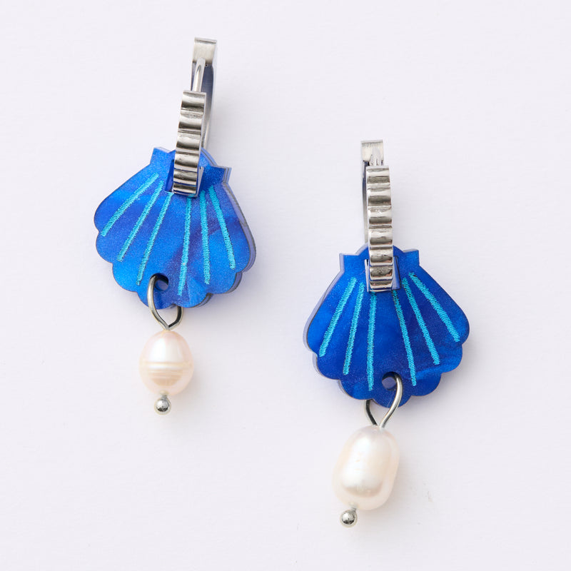 Mini Shell Earrings - Cobalt