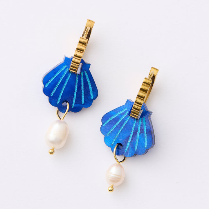 Mini Shell Earrings - Cobalt