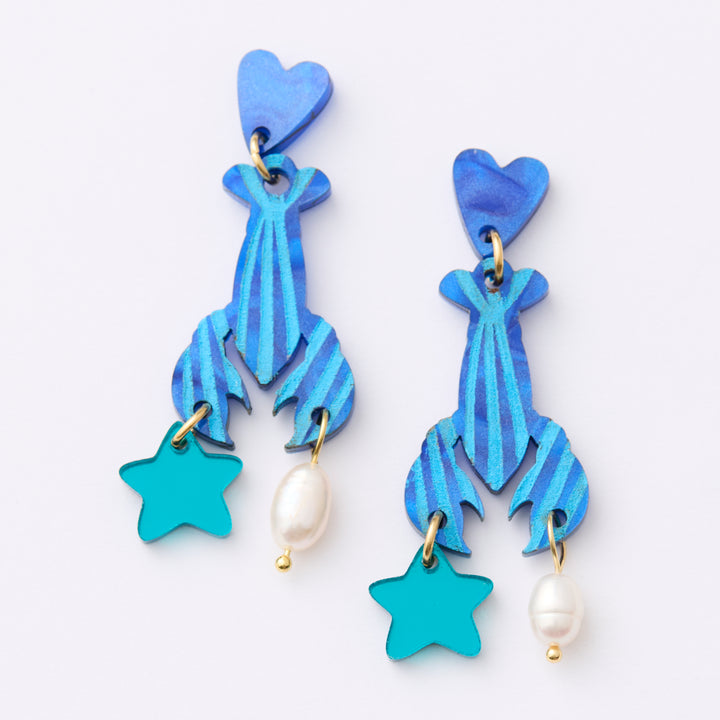 Lobster Earrings - Cobalt/teal