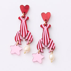 Lobster Earrings - Red/pink