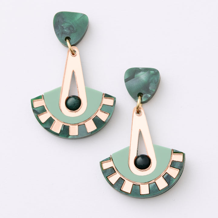 Electra Earrings - Green/rose
