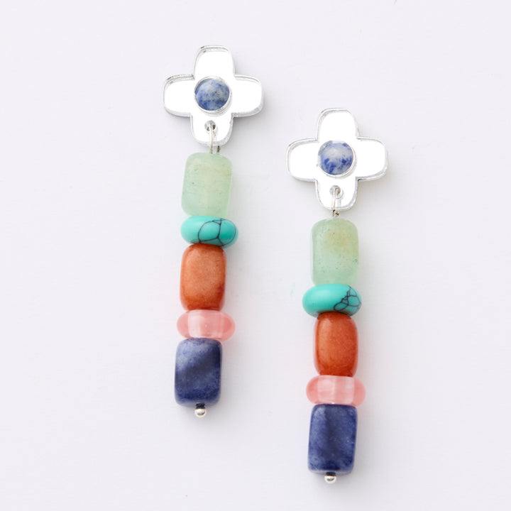 Madeline Beaded Earrings - Silver