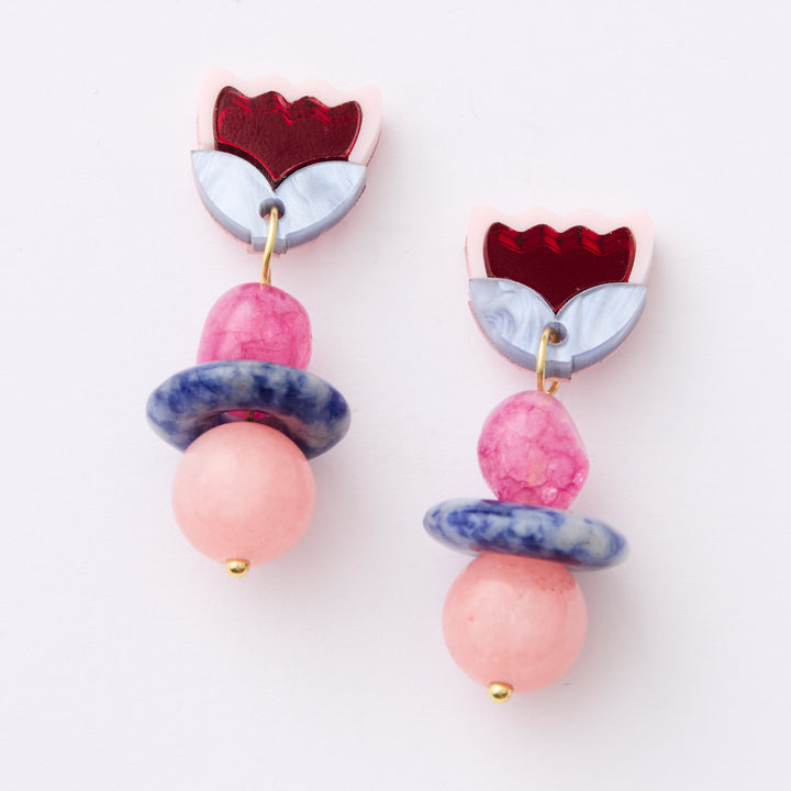 Clio Earrings - blue/plum