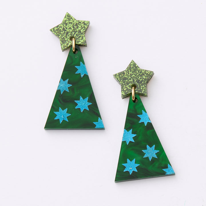 Christmas Tree Earrings - Green/Blue