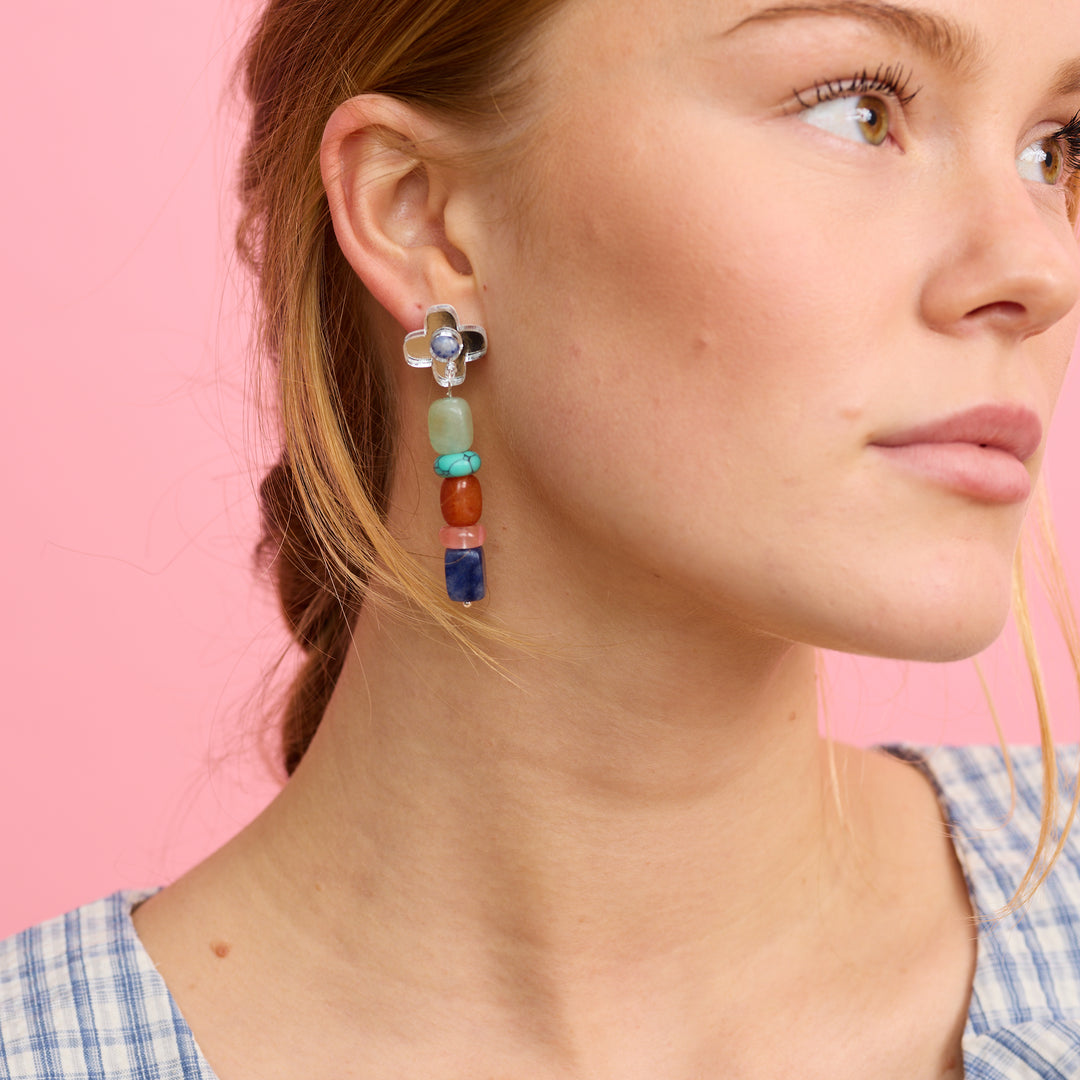 Madeline Beaded Earrings - Silver