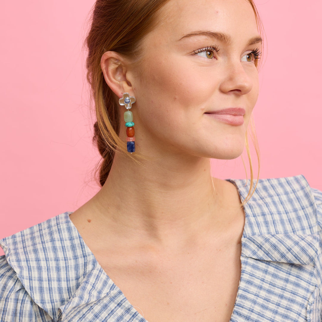 Madeline Beaded Earrings - Silver