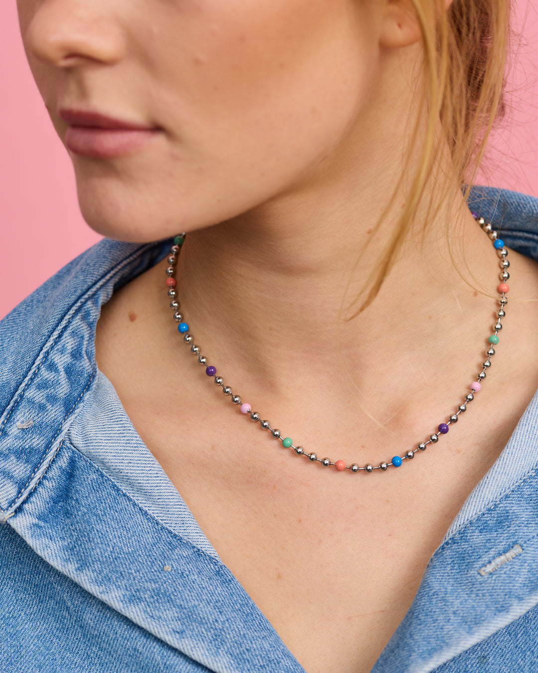 Ball Chain Necklace - Silver - 42cm
