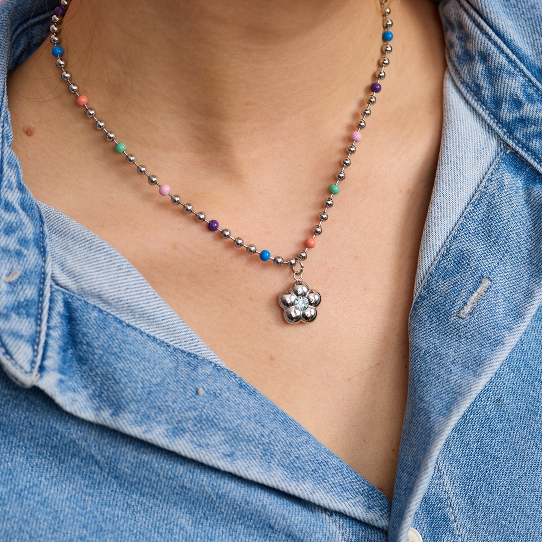 Birthstone Flower Zodiac Charm - Silver