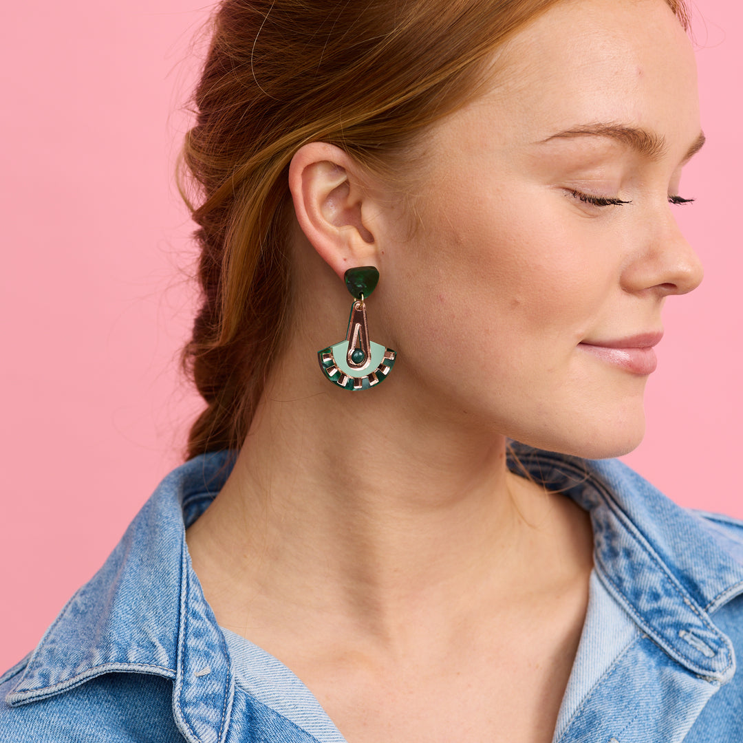 Electra Earrings - Green/rose