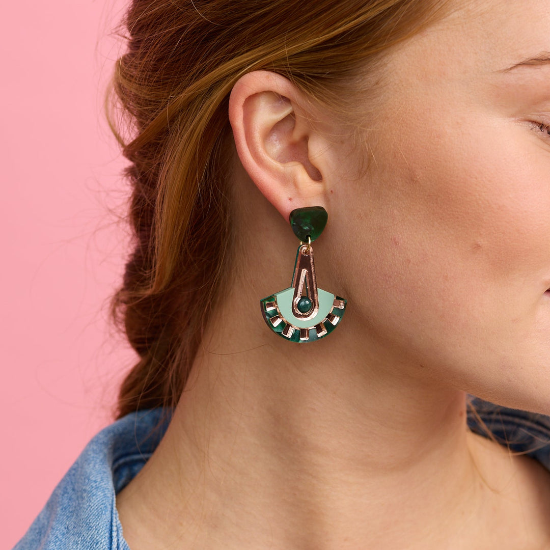 Electra Earrings - Green/rose