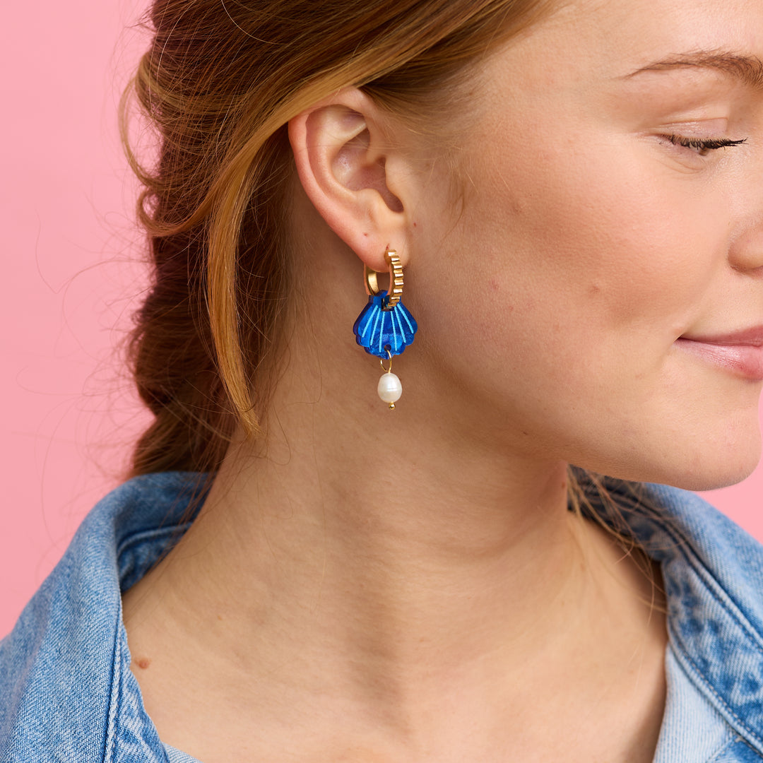 Mini Shell Earrings - Cobalt