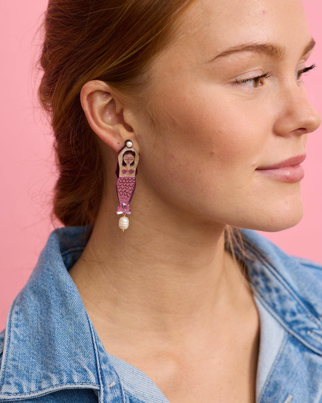 Mermaid + Message in a Bottle Earrings - Violet