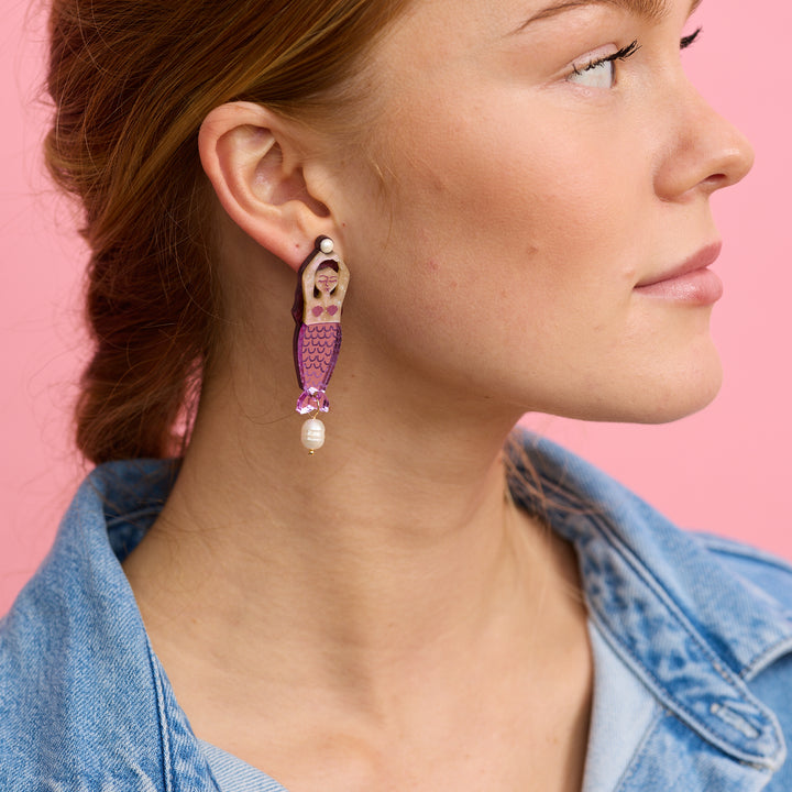 Mermaid + Message in a Bottle Earrings - Violet