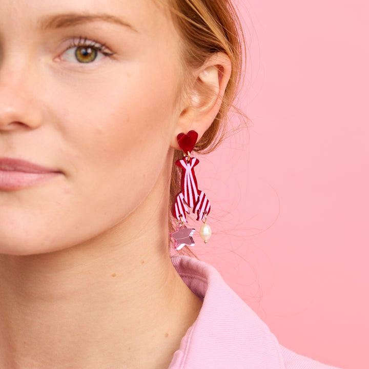 Lobster Earrings - Red/pink