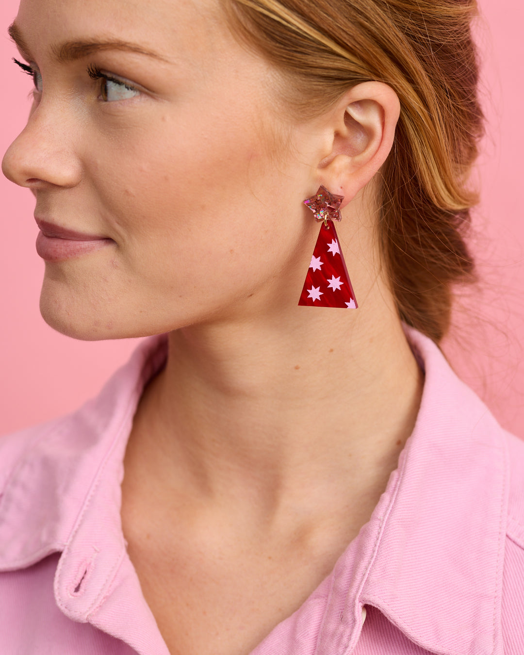 Christmas Tree Earrings - Red
