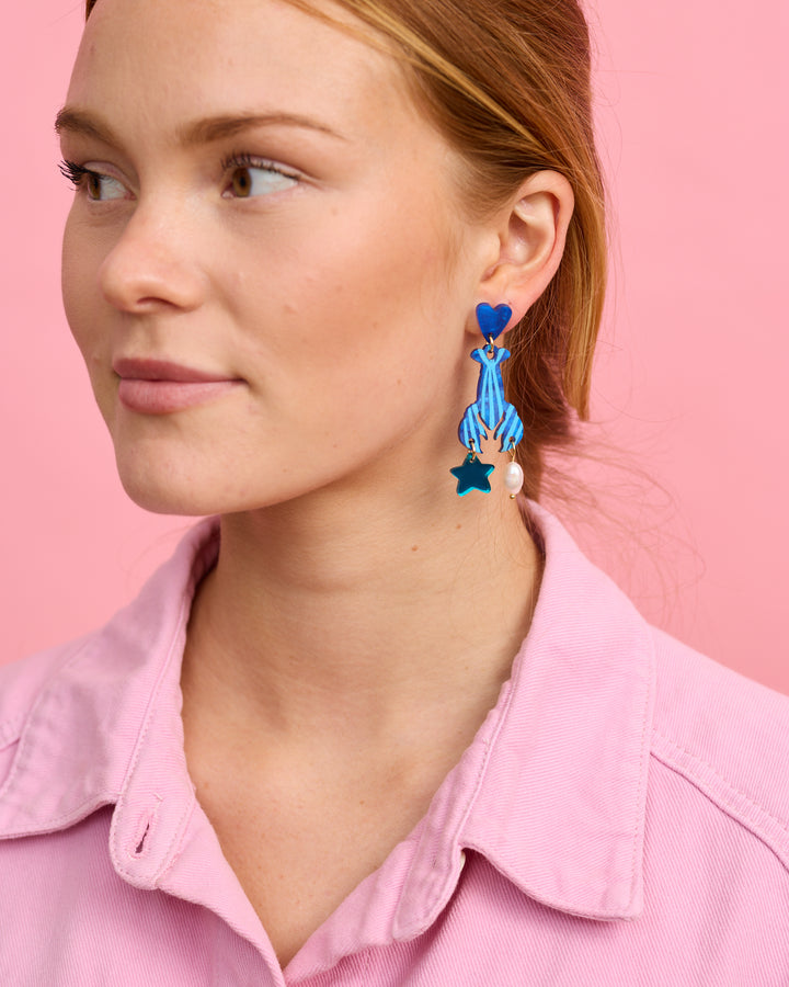 Lobster Earrings - Cobalt/teal