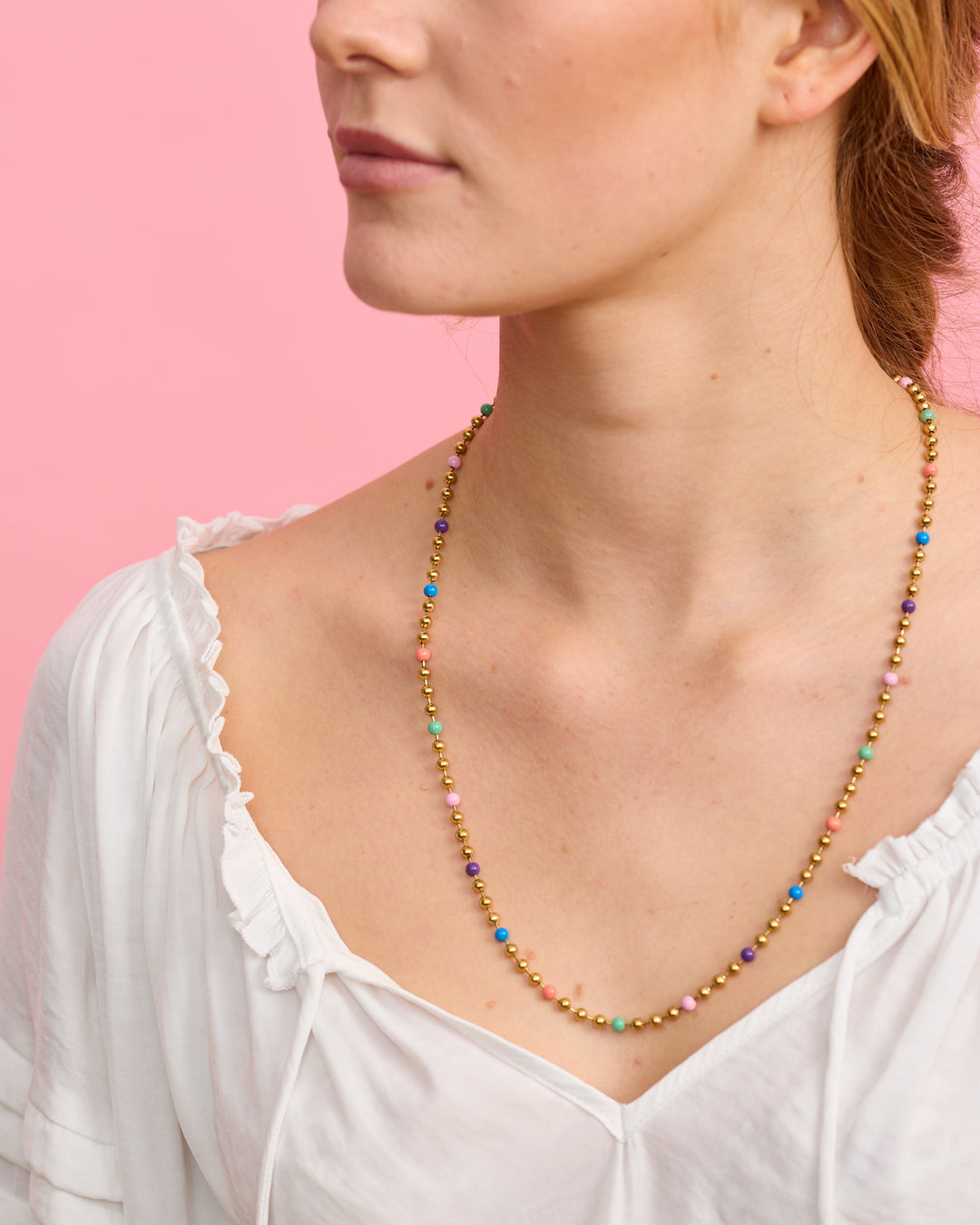 Ball Chain Necklace- LONG - Gold - 55cm