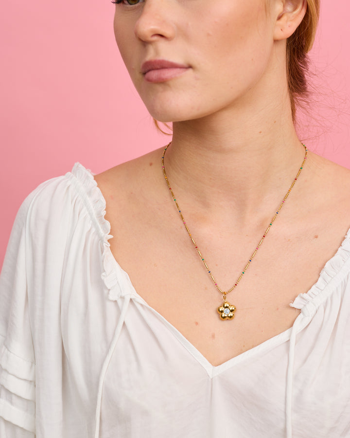 Rainbow Silver Necklace LONG 50cm