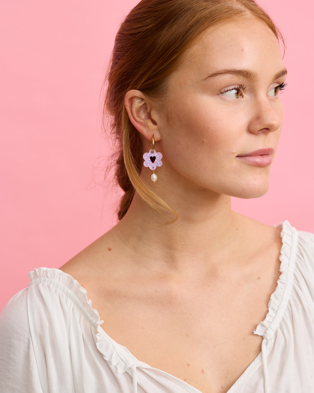 Heart Flower Earrings - Violet/Plum