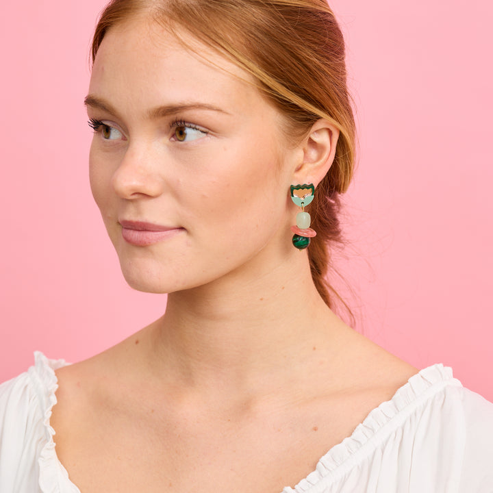 Clio Earrings - Green/rose