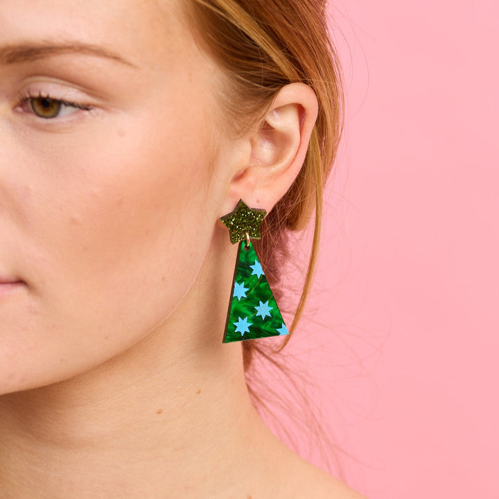 Christmas Tree Earrings - Green/Blue