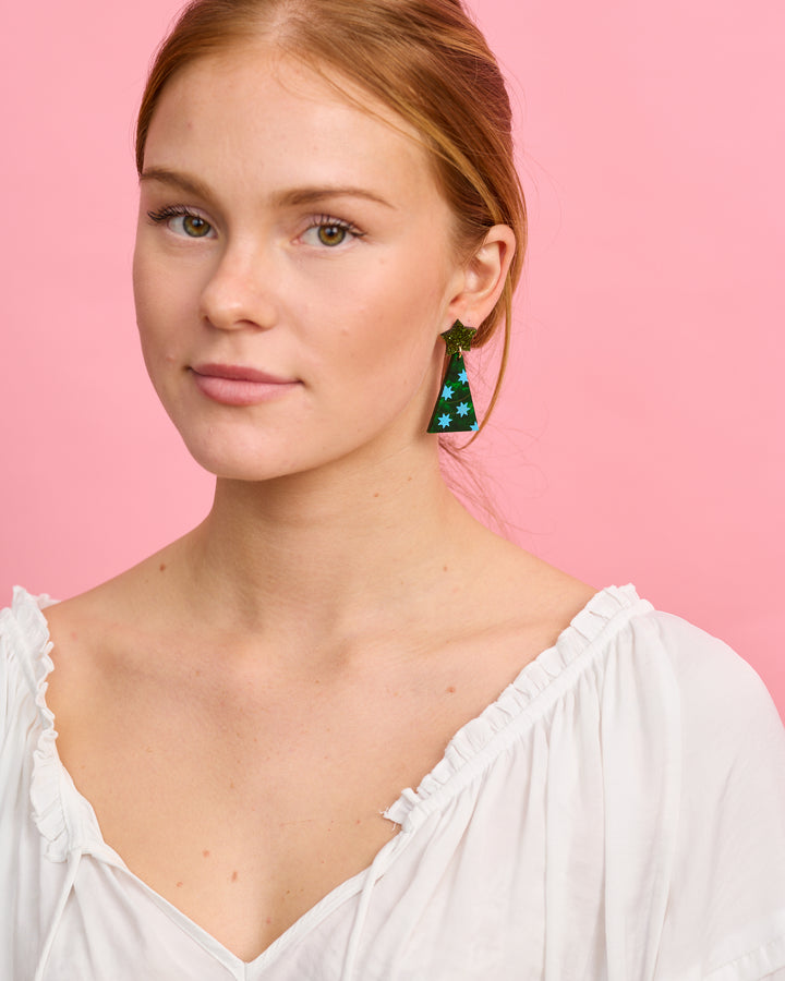 Christmas Tree Earrings - Green/Blue