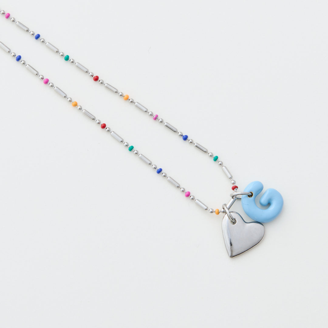 Rainbow Silver Necklace LONG 50cm