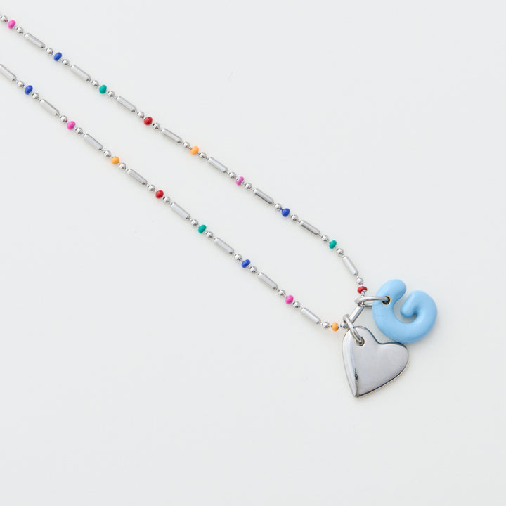 Rainbow Silver Necklace LONG 50cm