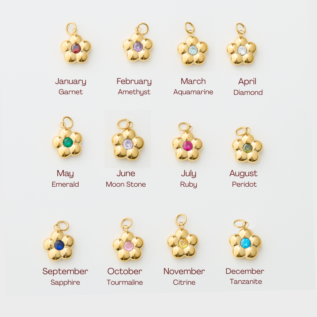 Birthstone Flower Charms - Gold