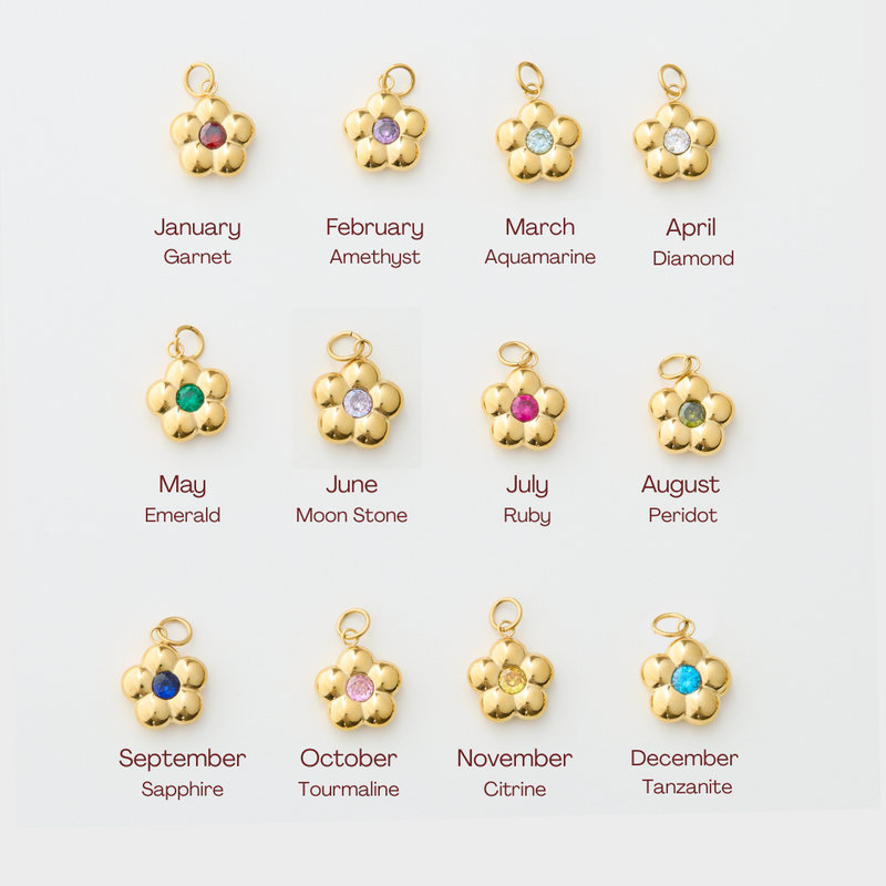 Birthstone Flower Charms - Gold