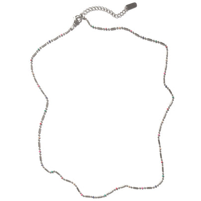 Rainbow Silver Necklace LONG 50cm