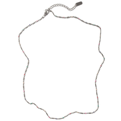 Rainbow Silver Necklace LONG 50cm