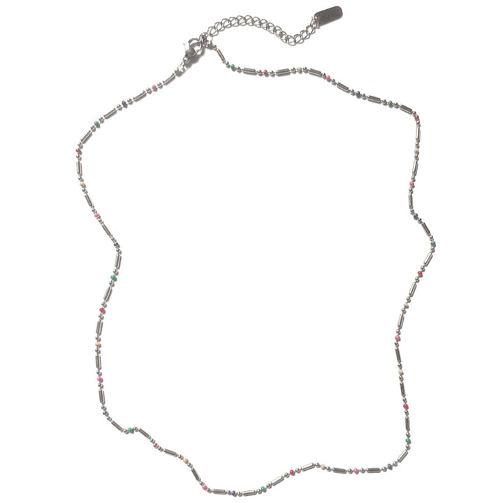 Rainbow Silver Necklace LONG 50cm