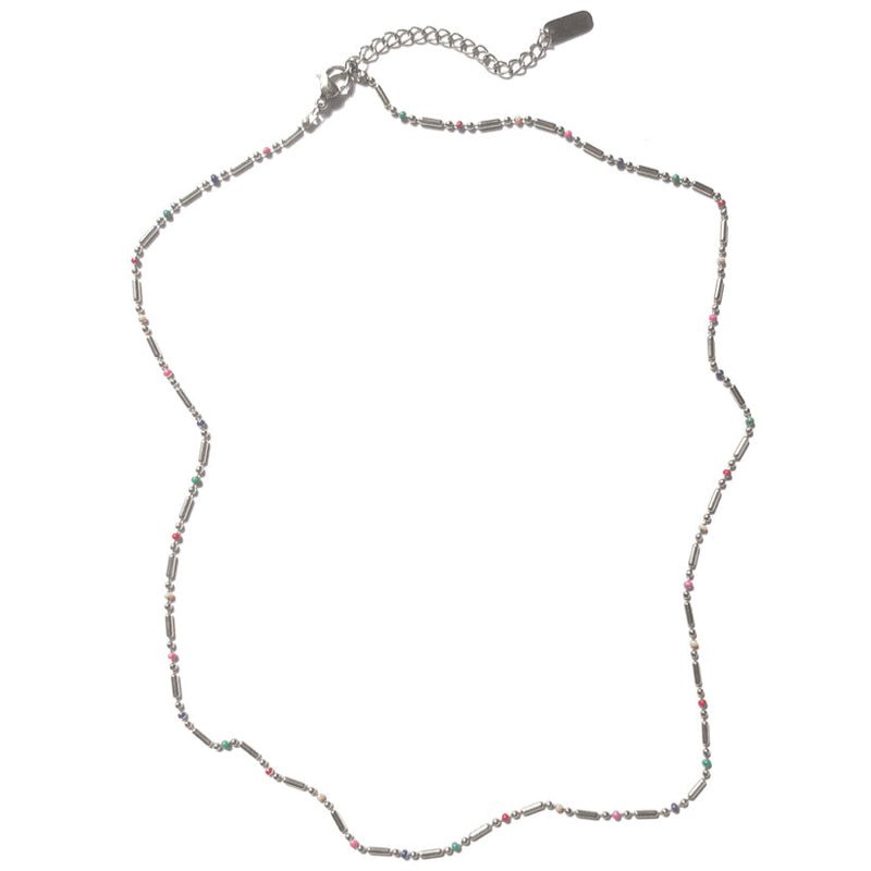 Rainbow Silver Necklace LONG 50cm