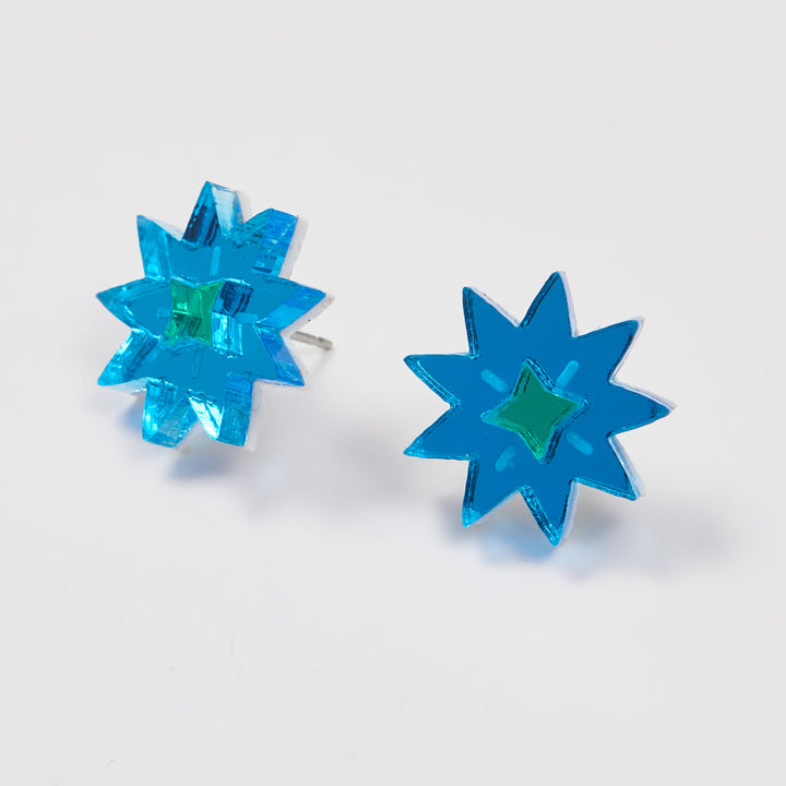 Crystal Star Studs - Blue / Green