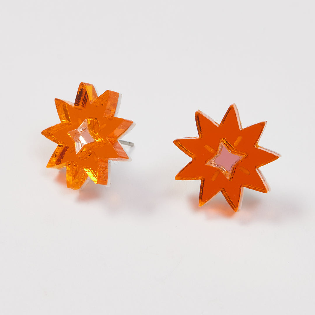 Crystal Star Studs - Orange / Rose