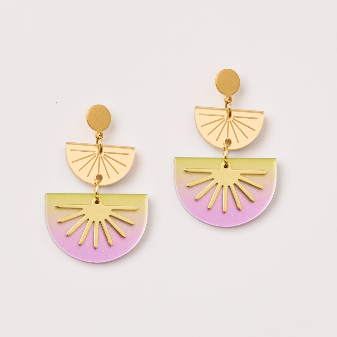 Dawn Earrings - Ombre Yellow Pink