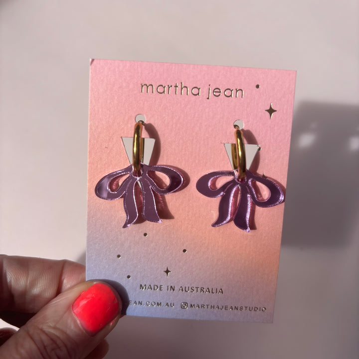 Floppy Bow Earrings - violet