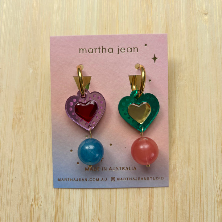 Sherbert Heart Earrings - Rainbow
