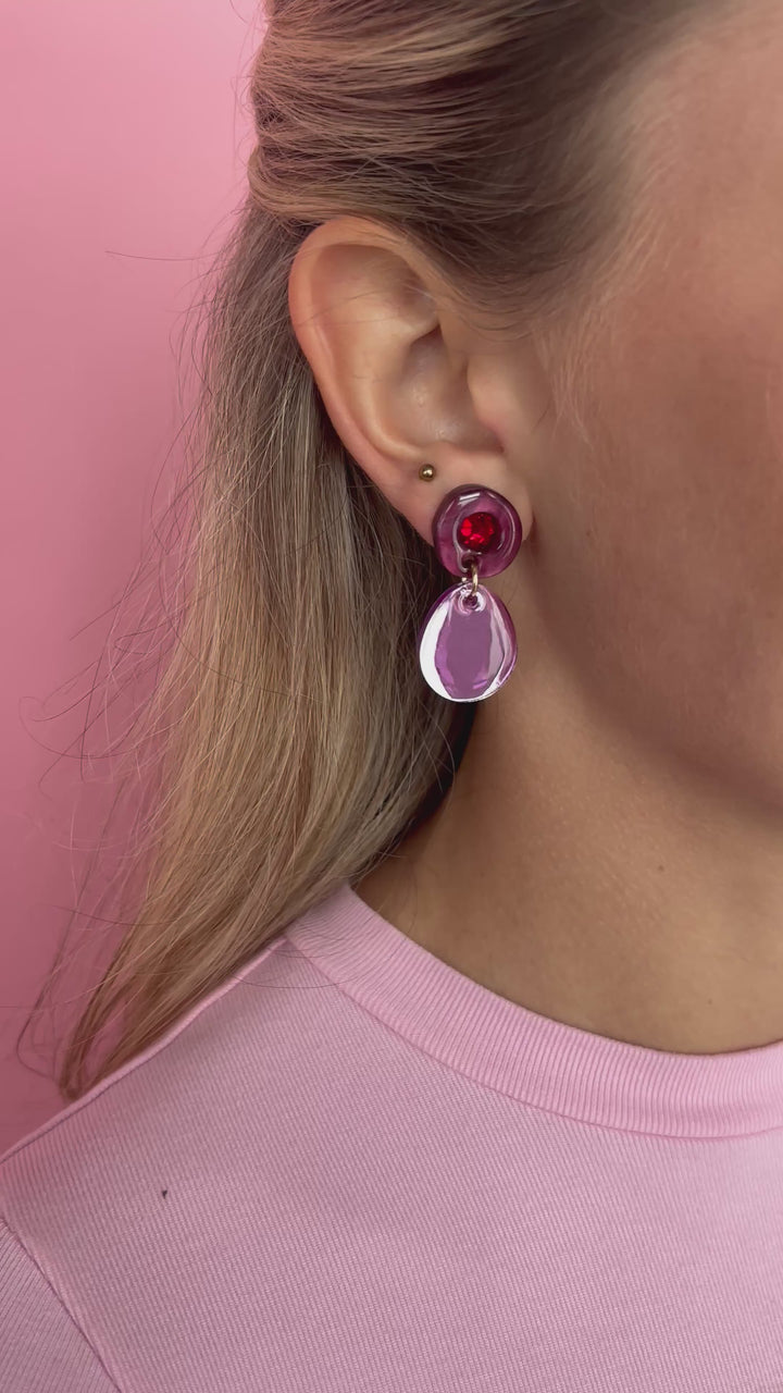 Jam Gem Earrings - Burgundy / Violet