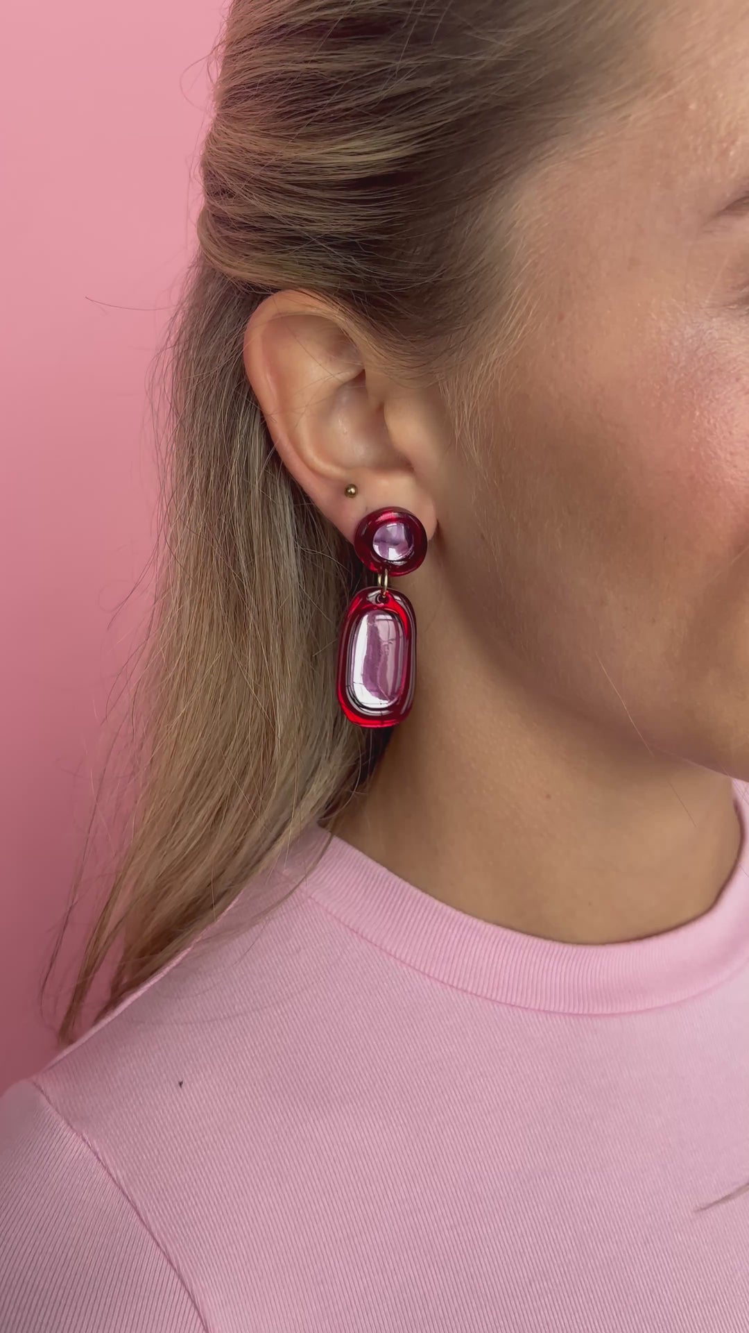 Jelly Drop Earrings - Burgundy / Violet
