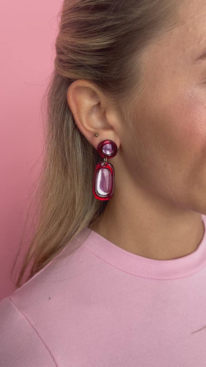Jelly Drop Earrings - Burgundy / Violet