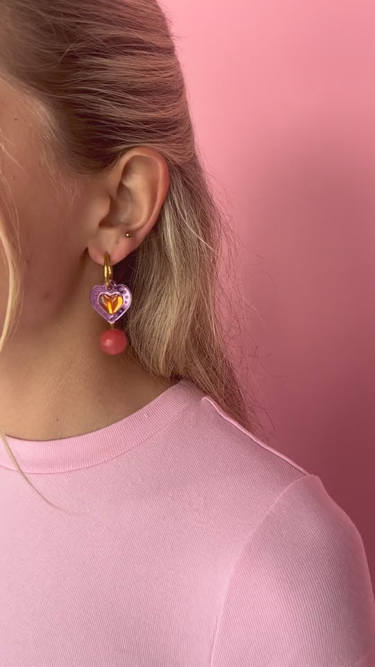 Sherbert Heart Earrings - Violet / Orange