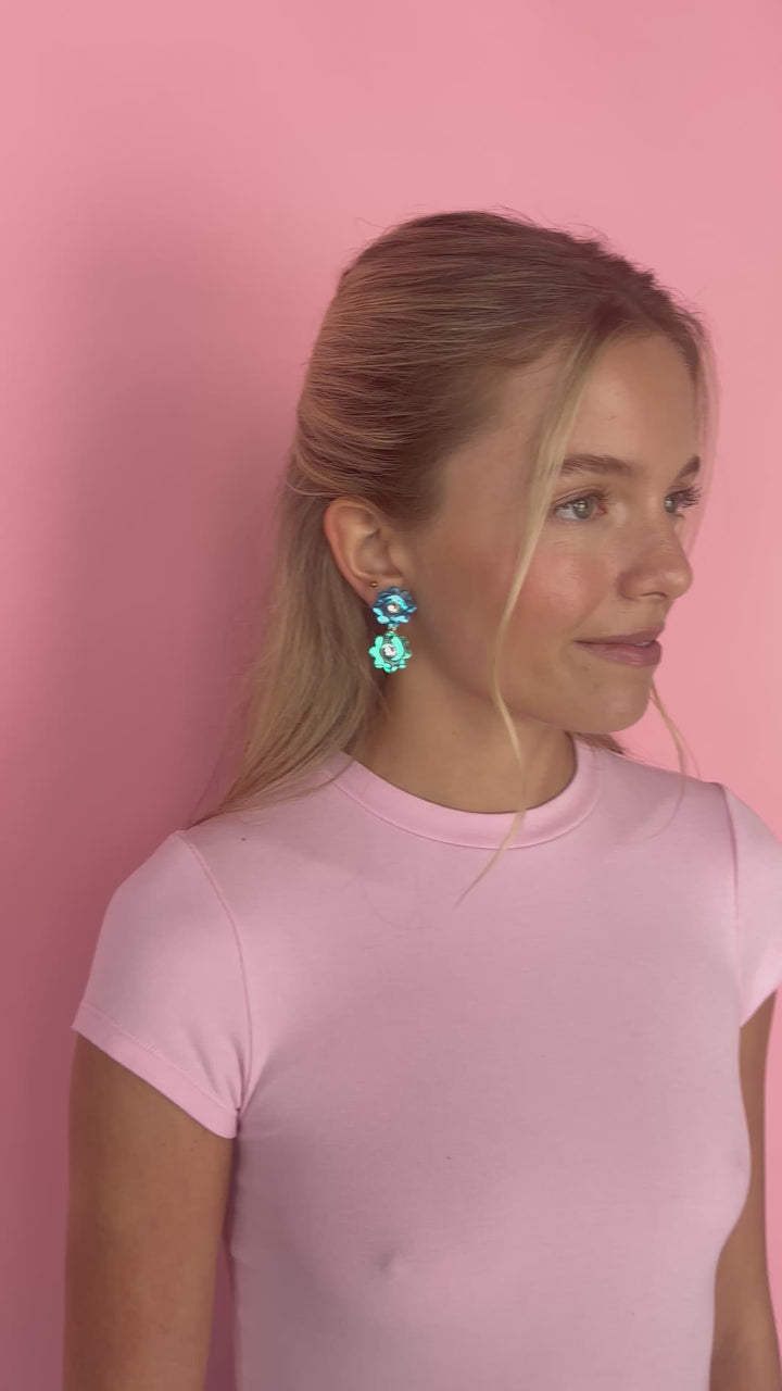 Jelly Flower Earrings - Rainbow