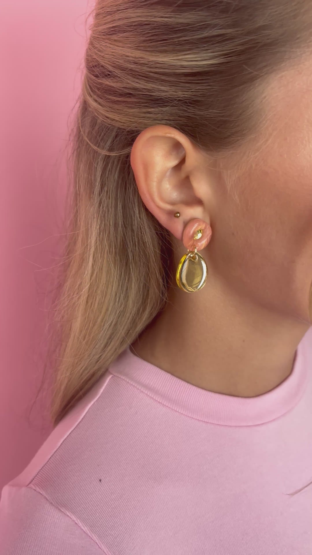 Jam Gem Earrings - Peach-Gold