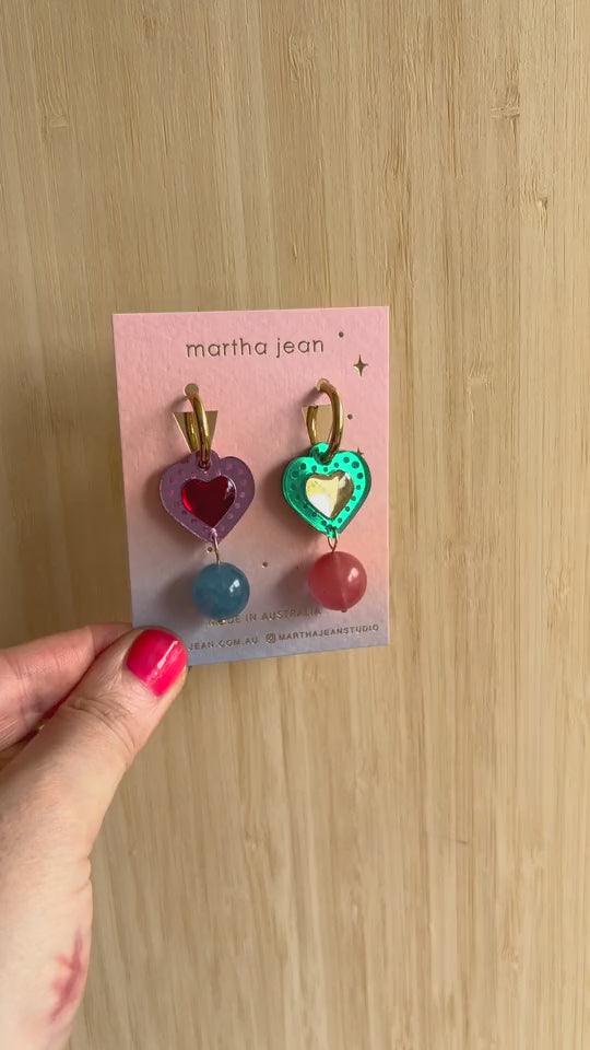 Sherbert Heart Earrings - Rainbow