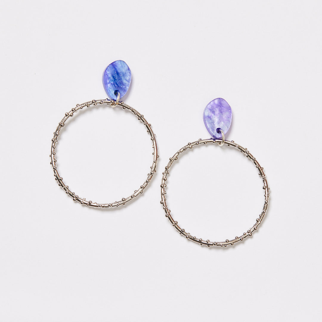 Neptune Hoop Earrings - Lilac / Silver